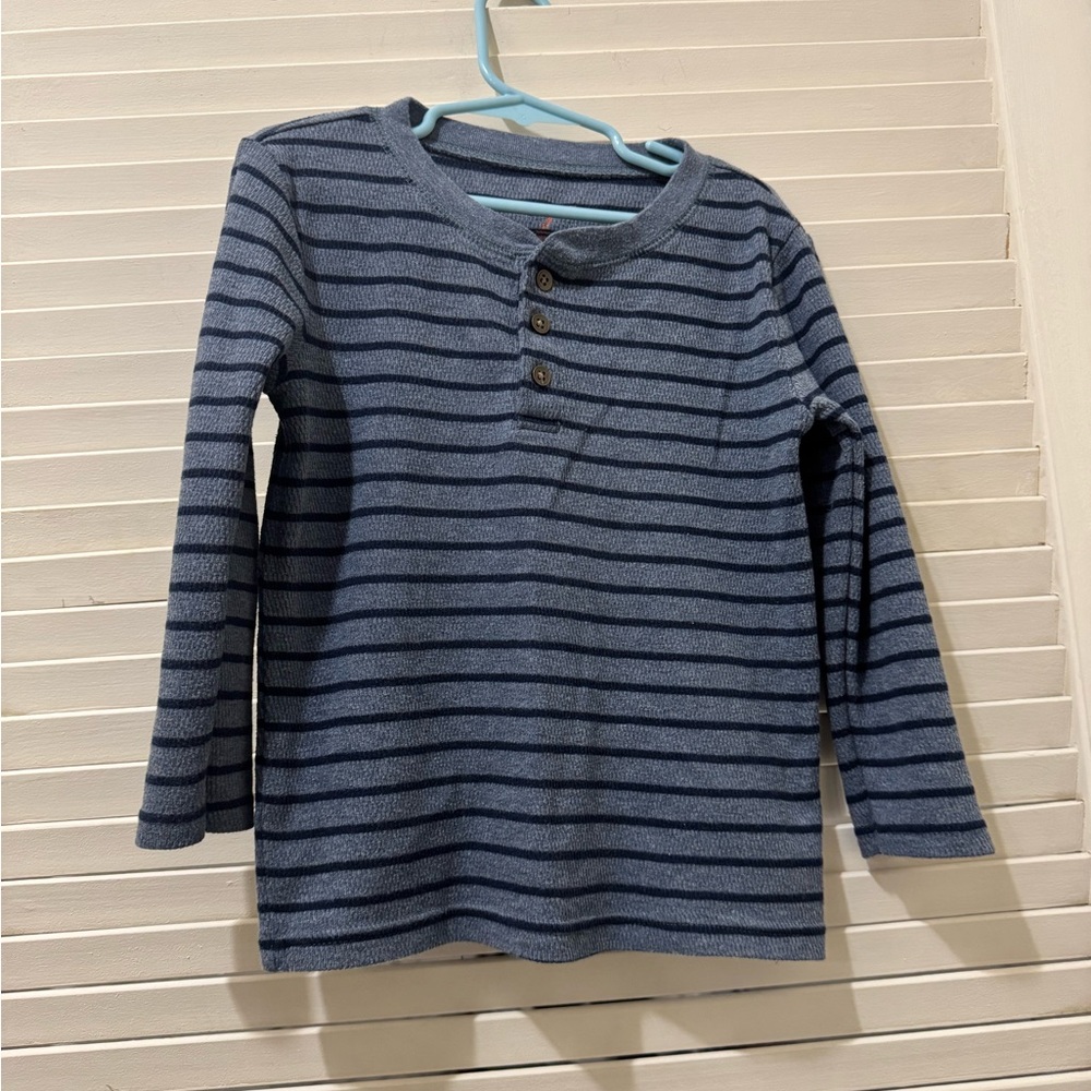 Cat&Jack Striped Blue Little Kids Henley Shirt EUC